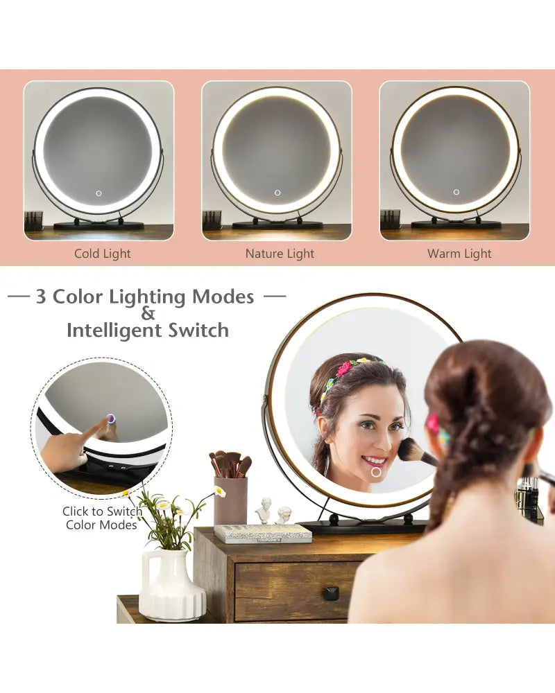 Modern Dressing Table with Storage Cabinet-Rustic Brown - Rustic Brown - Makeup Vanities