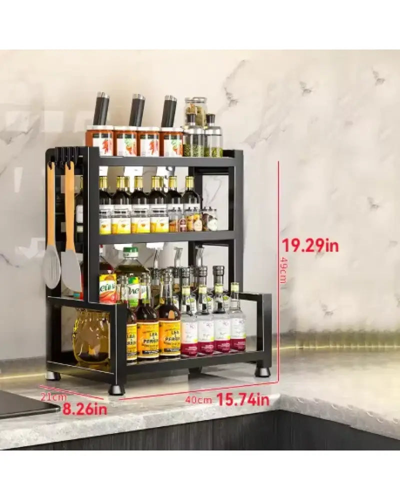 Modern Kitchen Countertop Spice Rack – Multi-Tier Storage Organizer - 40cm 3Layers 1