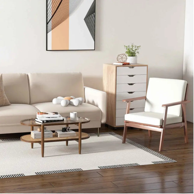 Modern Living Room Set: Loveseat Armchair Side Table & Coffee Table - Living Room