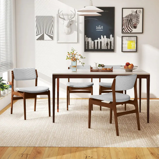 Modern Padded Dining Chairs with Rubber Wood Legs Set of 4-Brown - Brown - Dining Chairs
