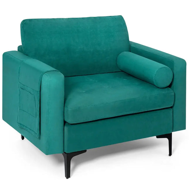 Modular 1/2/3/4-Seat L-Shaped Sectional Sofa Couch with Socket USB Port-1-Seat - Turquoise - Living Room