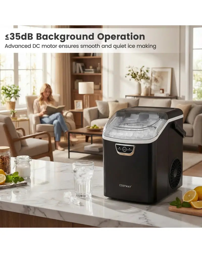 Nugget Ice Maker Countertop with Audible Ice Full Alarm-Black - Black - Ice Makers