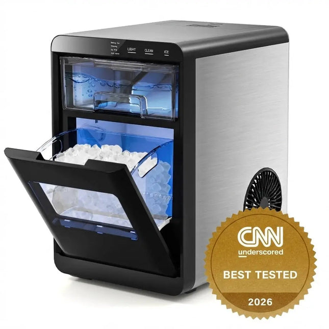 Nugget Ice Maker Countertop with Soft Chewable Pellet-Black Costway