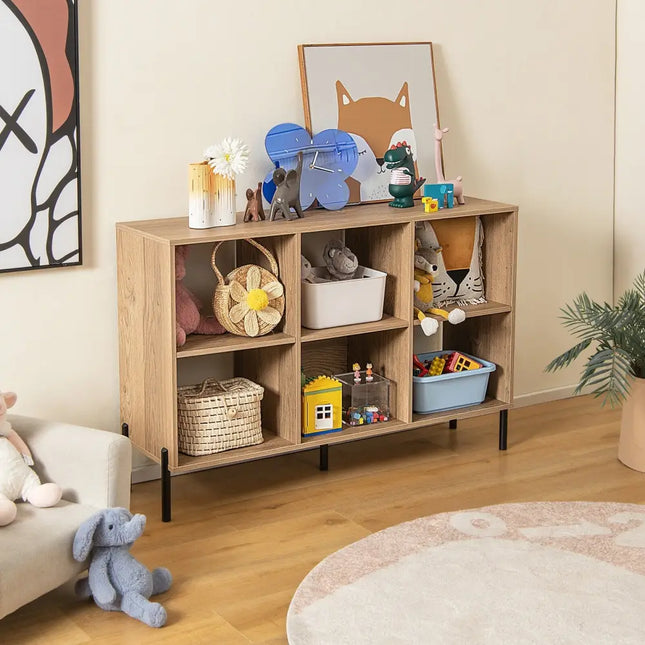 Open-Back Bookshelf with Drawer for Study-Natural - Natural - Bookcases