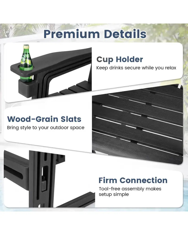 Outdoor 29 Inch Height Bar Stool with Backrest and Armrests-Black - Black - Patio Bar Furniture