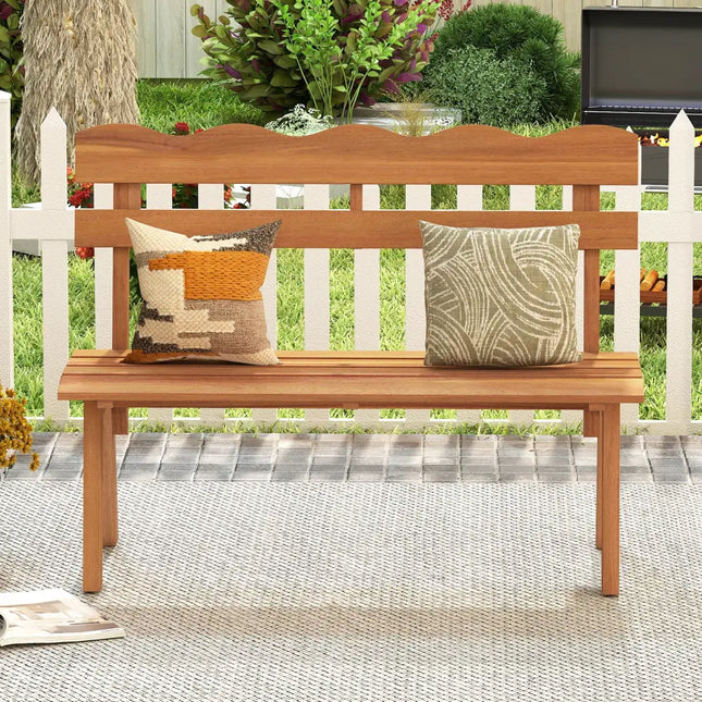 Outdoor Acacia Wood Garden Bench with 800 lbs Weight Capacity - Outdoor Benches