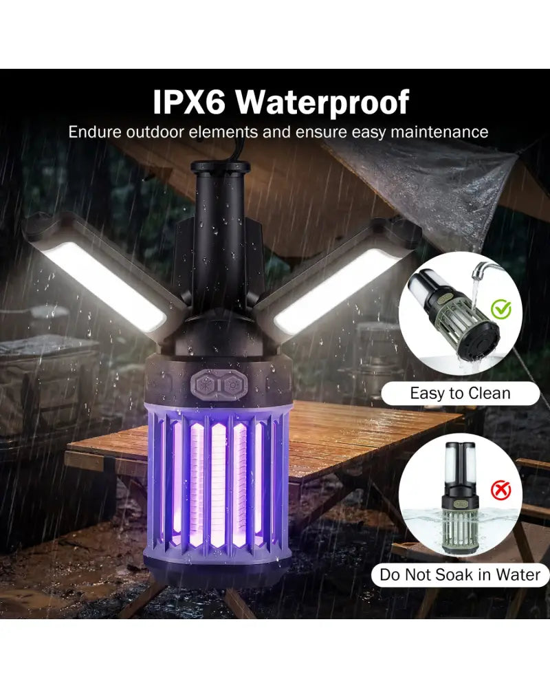 Outdoor Bug Zapper with Foldable Camping Lantern USB-C Rechargeable Electric Mosquito Killer - Camping