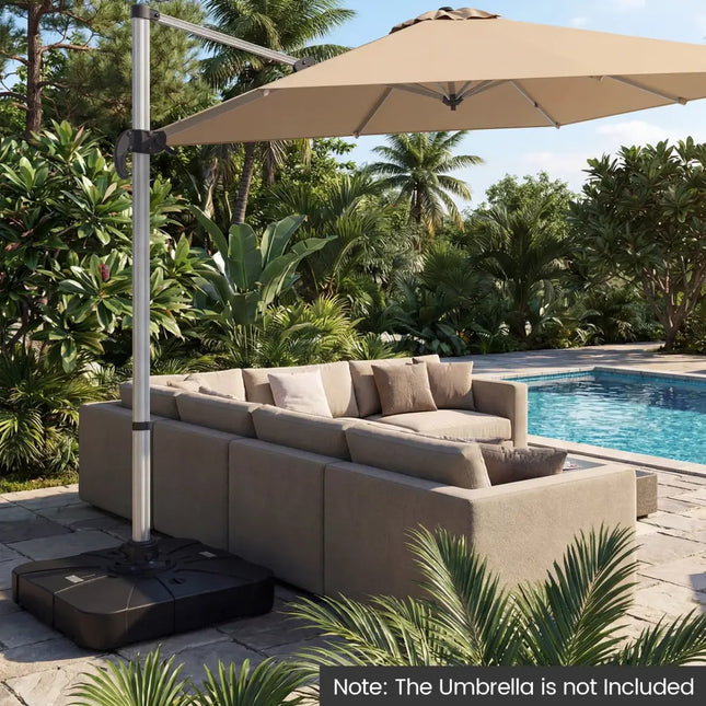 Outdoor Cantilever Umbrella Base Square Water and Sand Fillable Base-34 Inches - Black - Outdoor Umbrella Bases