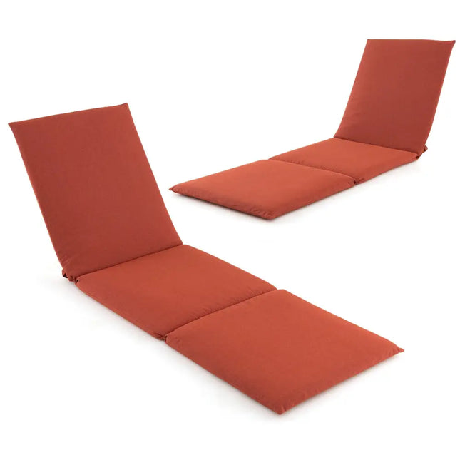 Outdoor Chaise Lounge Cushion Patio Furniture Folding Pad with Fixing Straps-Orange - Orange - Outdoor Furniture