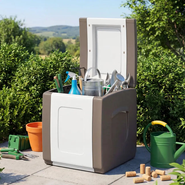 Outdoor Deck Box with Lid for Packages and Garden-Beige - Beige - Garden Tools