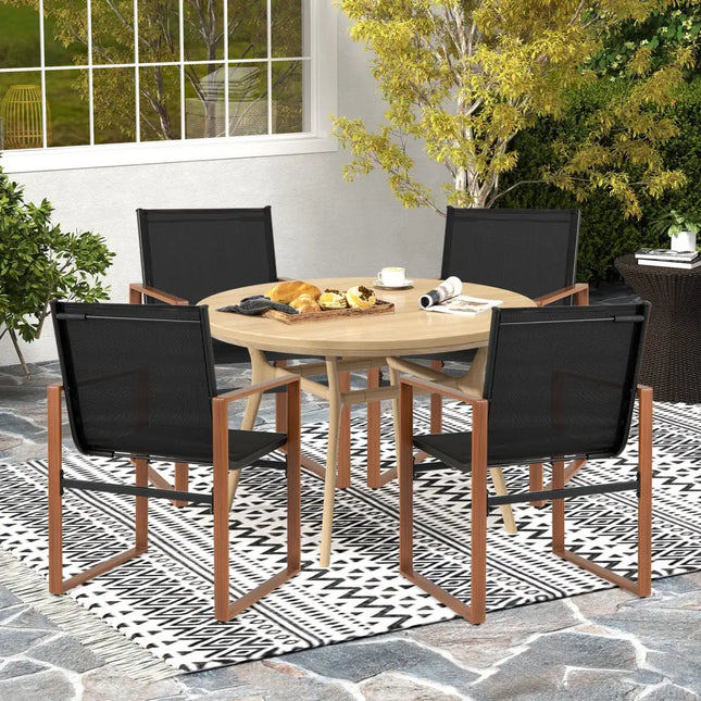 Outdoor Dining Chairs with Breathable Seat and Backrest Set of 2-Black - Black - Patio Dining Chairs
