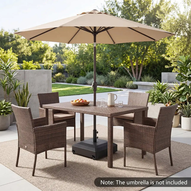 Outdoor Fillable Umbrella Base with Wheels Water Sand Weighted Umbrella Stand-Black - Black - Outdoor Umbrella Bases