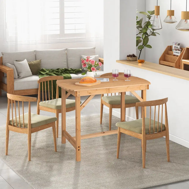 Outdoor Fir Wood Dining Table with 1.5 Inch Umbrella Hole-Brown - Natural - Patio Dining Tables