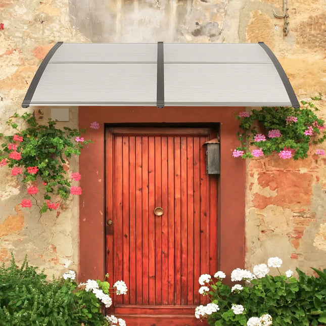 Outdoor Front Door Patio Overhang Awning for Sunlight Rain Snow Wind Protection-Gray - Gray - Outdoor Shades