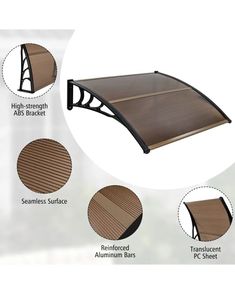 Outdoor Front Door Patio Overhang Awning for Sunlight Rain Snow Wind Protection-48 x 40 Inch - Brown - Outdoor Shades