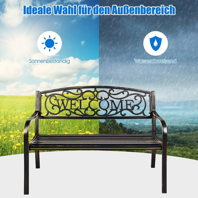 Outdoor Furniture Steel Frame Porch Garden Bench-bronze - Bronze - Outdoor Benches