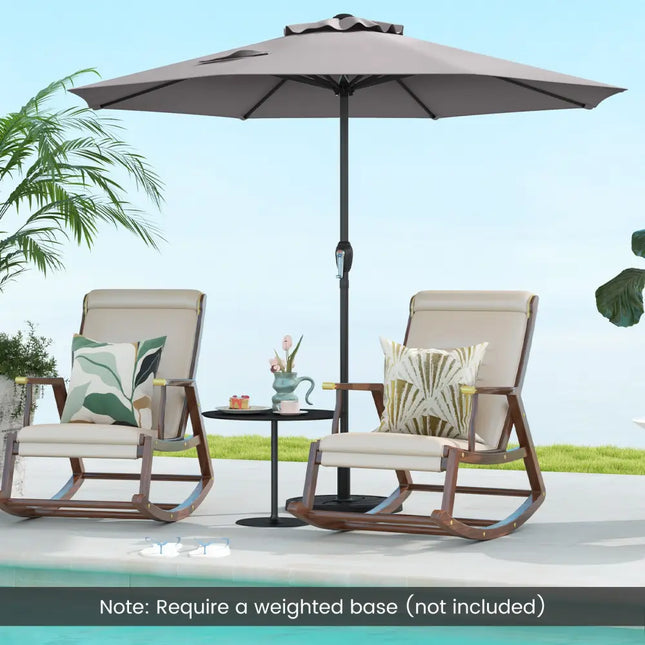 Outdoor Heavy Duty Market Umbrella with Crank Handle and 8 Sturdy Ribs-Gray - Gray - Outdoor Umbrellas