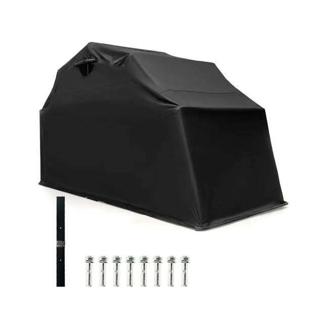 Outdoor Motorcycle Shelter Waterproof Motorbike Storage Tent with Cover-Black - Black - Carports