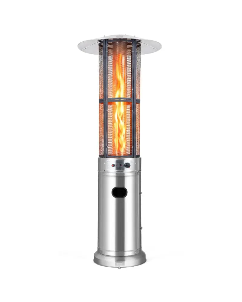 Outdoor Propane Patio Heater with Glass Tube and Tilt-Over Protection-Silver - Silver - Patio Heaters