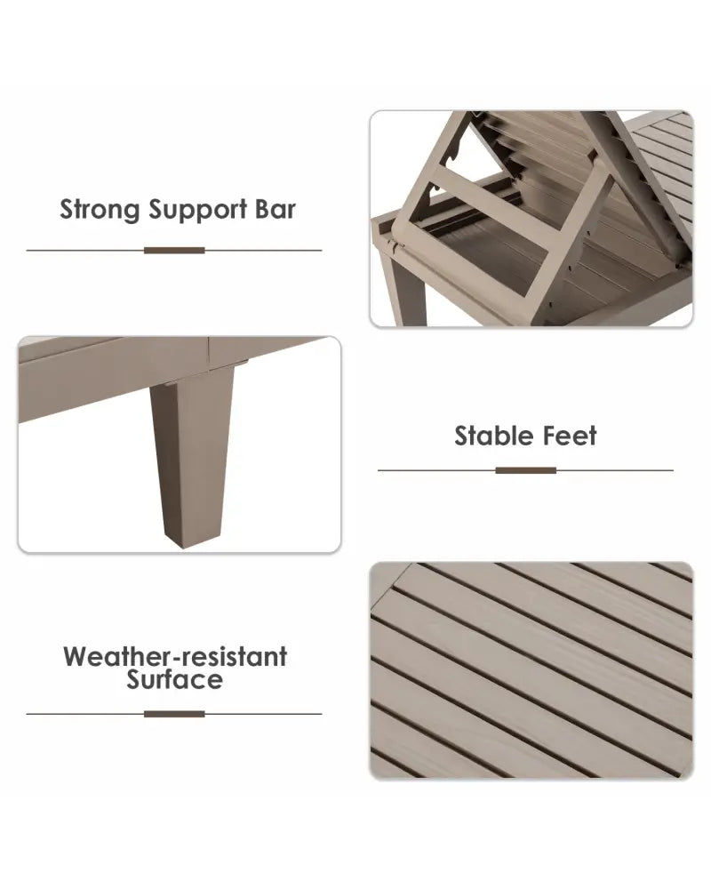 Outdoor Recliner Chair with 5-Position Adjustable Backrest-Brown - Brown - Outdoor Chaise Lounges