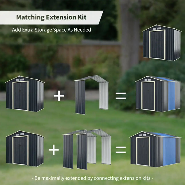 Outdoor Storage Shed Extension Kit for 7 Feet Shed Width - Gray - Sheds & Outdoor Storage