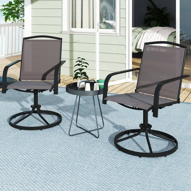 Outdoor Swivel Chairs Set of 2 with High Back and Breathable Seat-Gray - Gray - Patio Rocking Chairs & Gliders