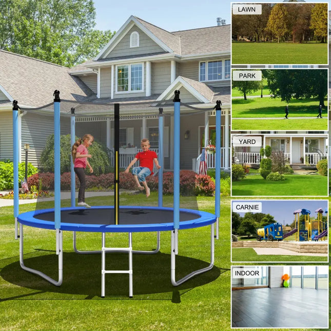Outdoor Trampoline with Safety Closure Net-8 ft - Blue - Trampolines