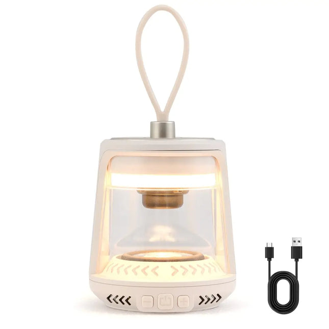 Outdoor Waterproof Camping Lantern Speaker with 3 LED Light Colors - White - Camping