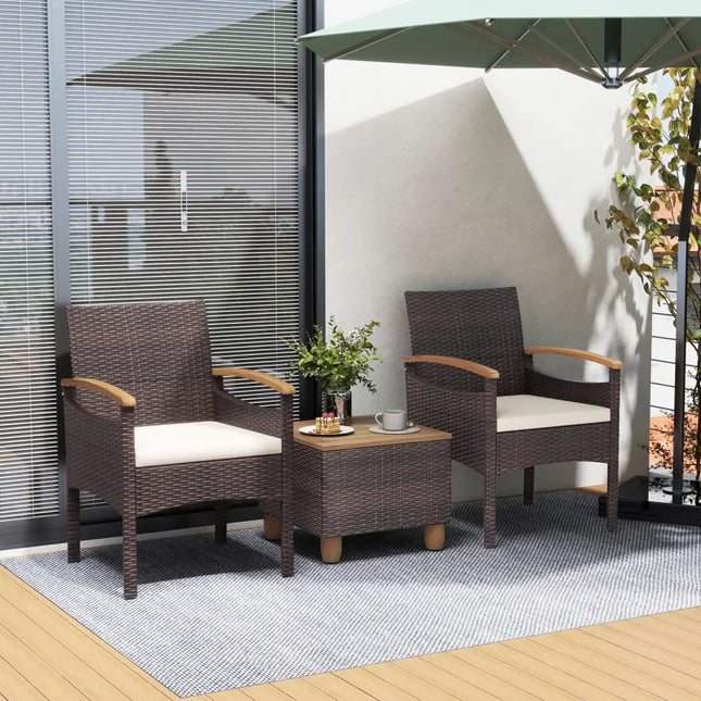 Patio Dining Chairs Set of 2/4 with Acacia Wood Armrest and Heavy Duty Metal Frame-2 Pieces - Patio Dining Sets