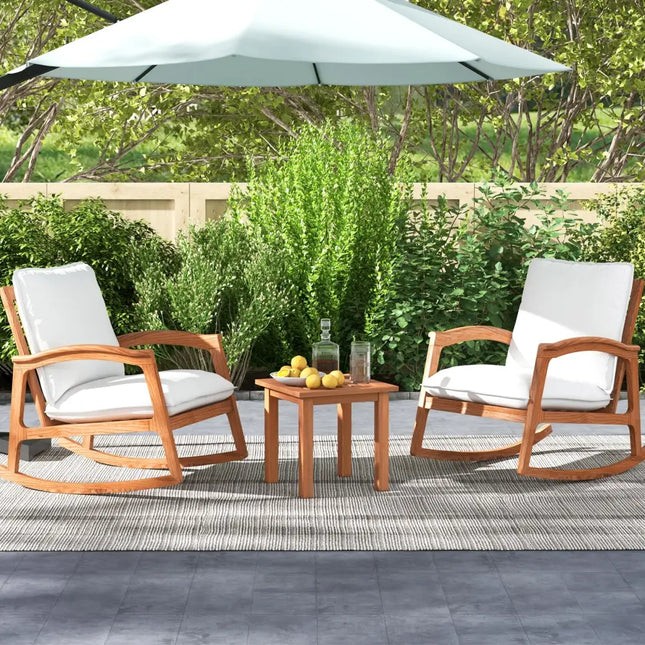 Patio Hardwood Square Side Table with Slatted Tabletop - Natural - Patio Coffee Tables