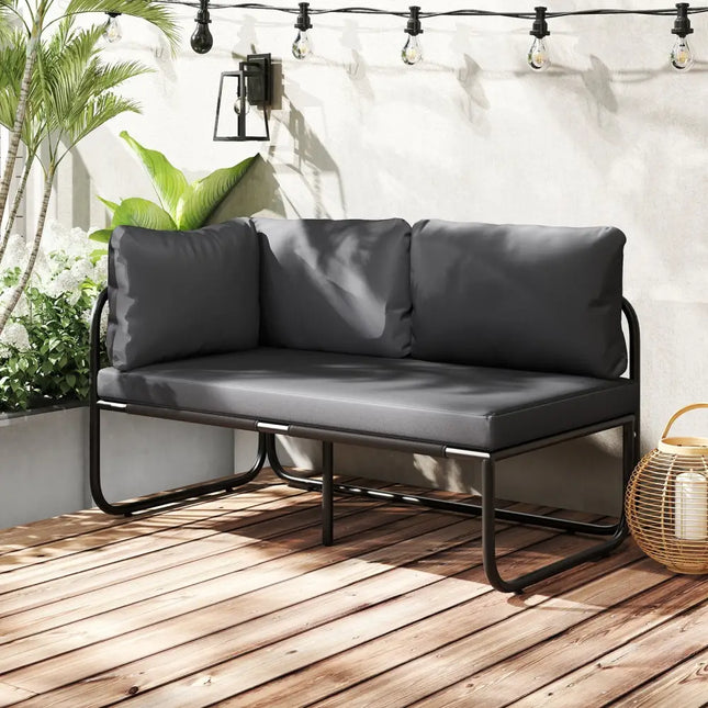 Patio Loveseat Sofa Couch with Removable Pillows and Seat Cushion-Gray - Gray - Outdoor Benches