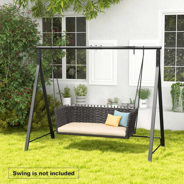 Patio Metal Swing Stand with A-Shaped Structure-Black - Black - Porch Swings