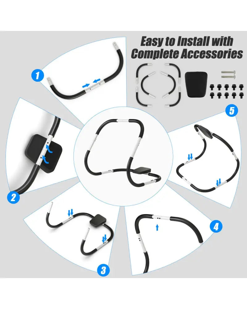 Portable AB Trainer with Headrest and Foam Handle for Office Home Gym-White - White - Benches Racks & Bars