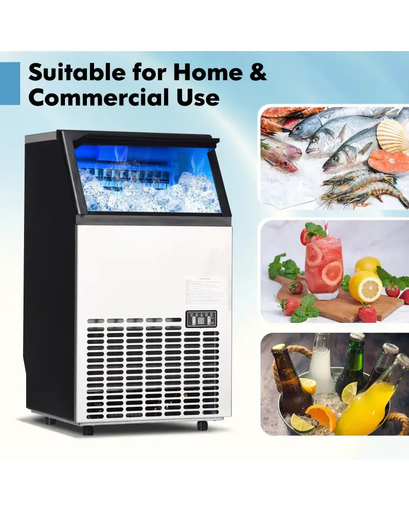 Portable Built-In Stainless Steel Commercial Ice Maker - Black - Ice Makers