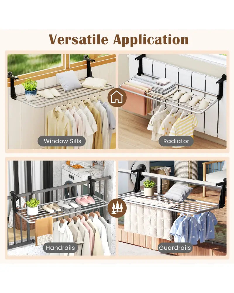 Portable Clothes Drying Rack Extendable Radiator Clothes Airer with Robust Aluminum Frame - Drying Racks