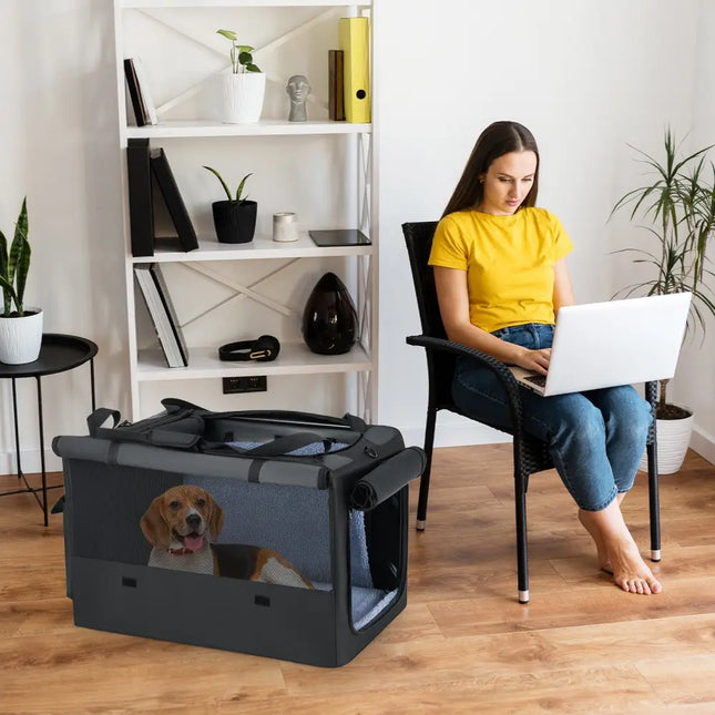Portable Foldable Pet Carrying Bag with 2 Openings and Comfy Cushion - M - Oasis Home Essentials
