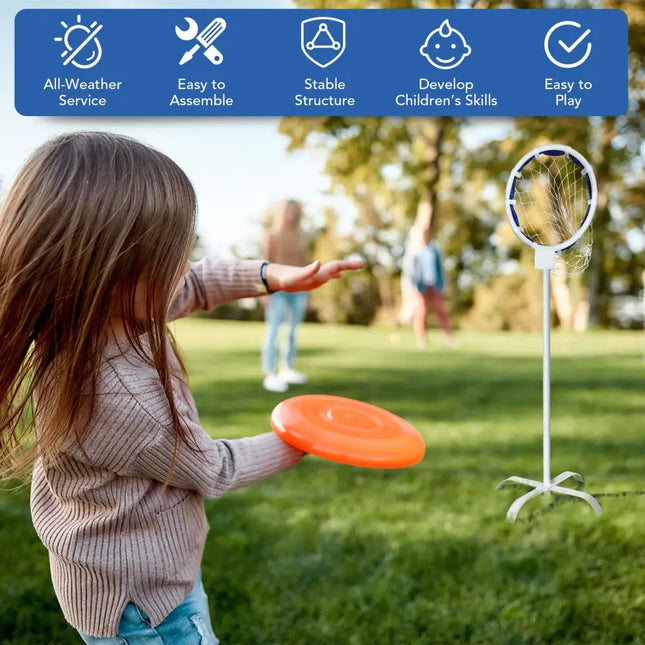 Portable Metal Flying Disc Stand with Storage Bag - White - Toy Sports