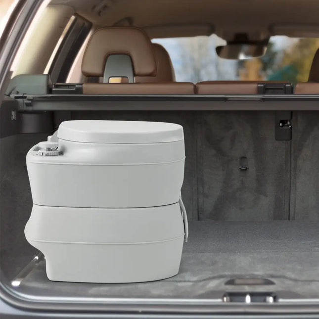 Portable Toilet Compact Indoor Outdoor Commode with 5.2 Gallon Detachable Waste Tank-Gray - Gray - Portable Toilets &