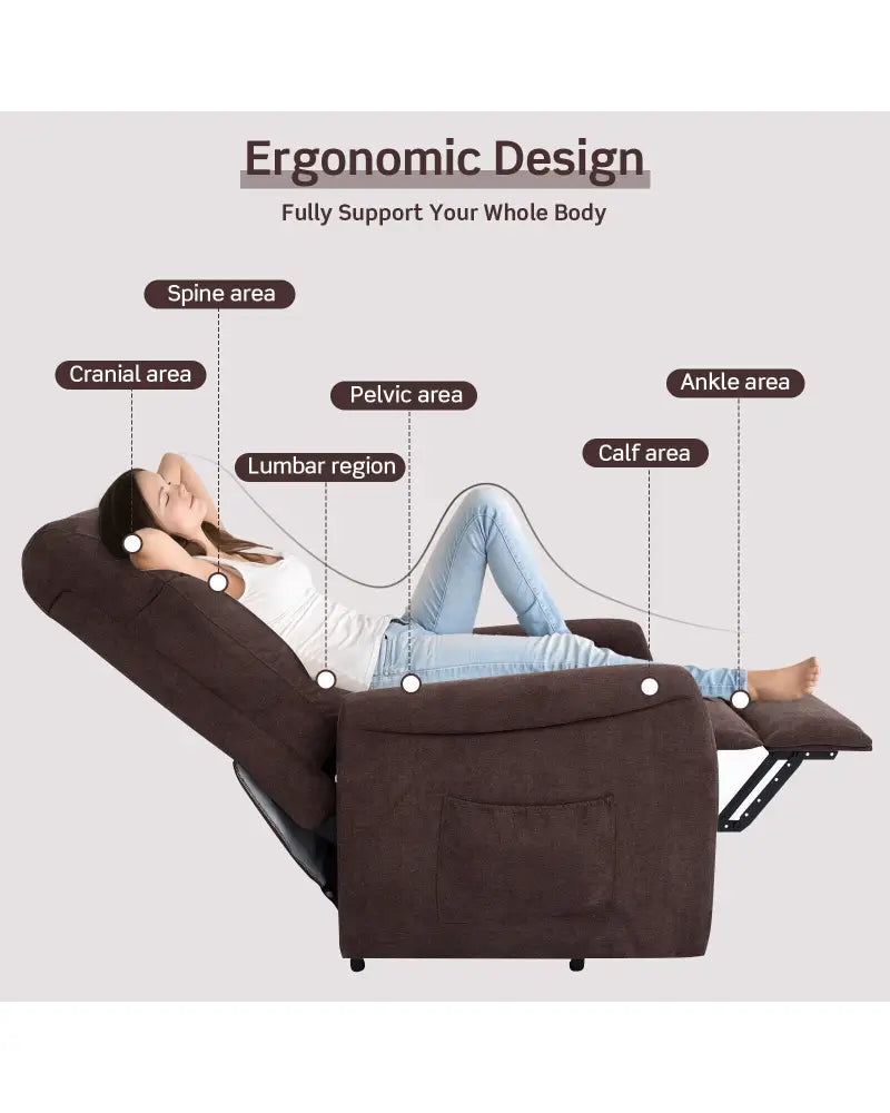 Power Lift Recliner Chair with Remote Control for Elderly-Brown - Brown - Recliners