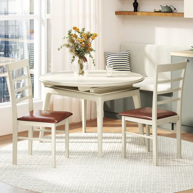 PU Leather Upholstered Armless Wooden Dining Chair Set of 2-White - White - Dining Chairs