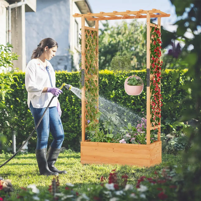 Raised Garden Bed with Arch Trellis-Orange - Orange - Raised Garden Beds