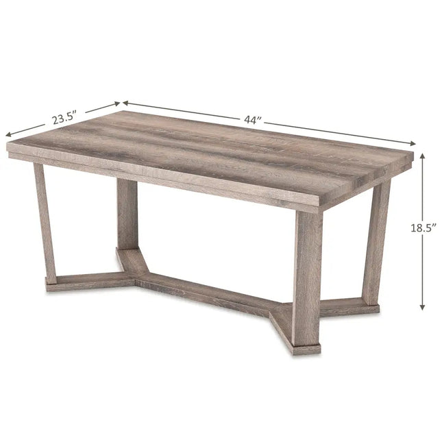 Rectangle Coffee Table Rubber Wood with Cross-Shaped Base-Gray - Gray - Coffee Tables