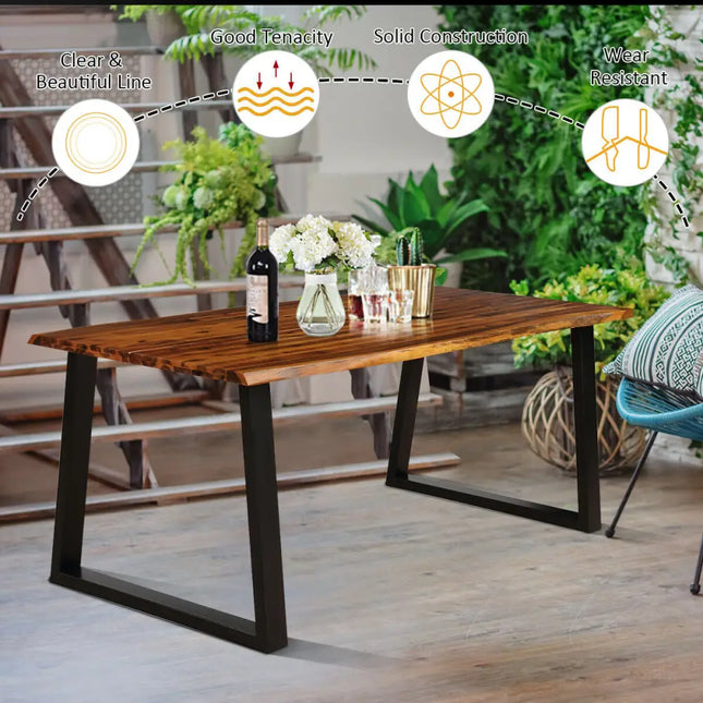 Rectangular Acacia Wood Dining Table - Brown - Dining Tables
