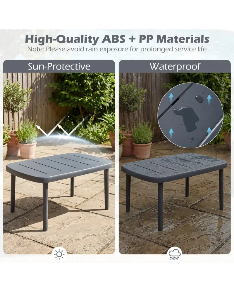 Rectangular Patio Storage Side Table with Aluminum Alloy Rods for Poolside-Gray - Gray - Patio Coffee Tables