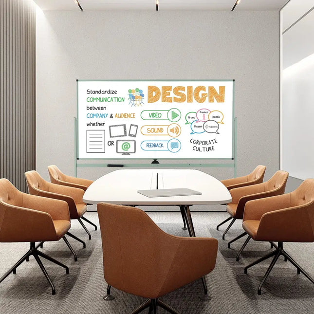 Rolling Double-Sided Magnetic Whiteboard on Wheels with Stand and Aluminum Alloy Frame-Green - Green - Home Office