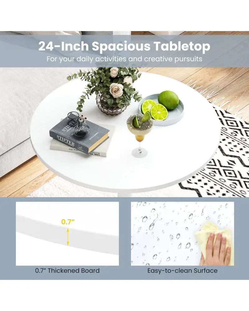 Round Bistro Table 40 Inch Bar Height Tall Coffee Cocktail Table-Set of 1 - White - Bar Tables