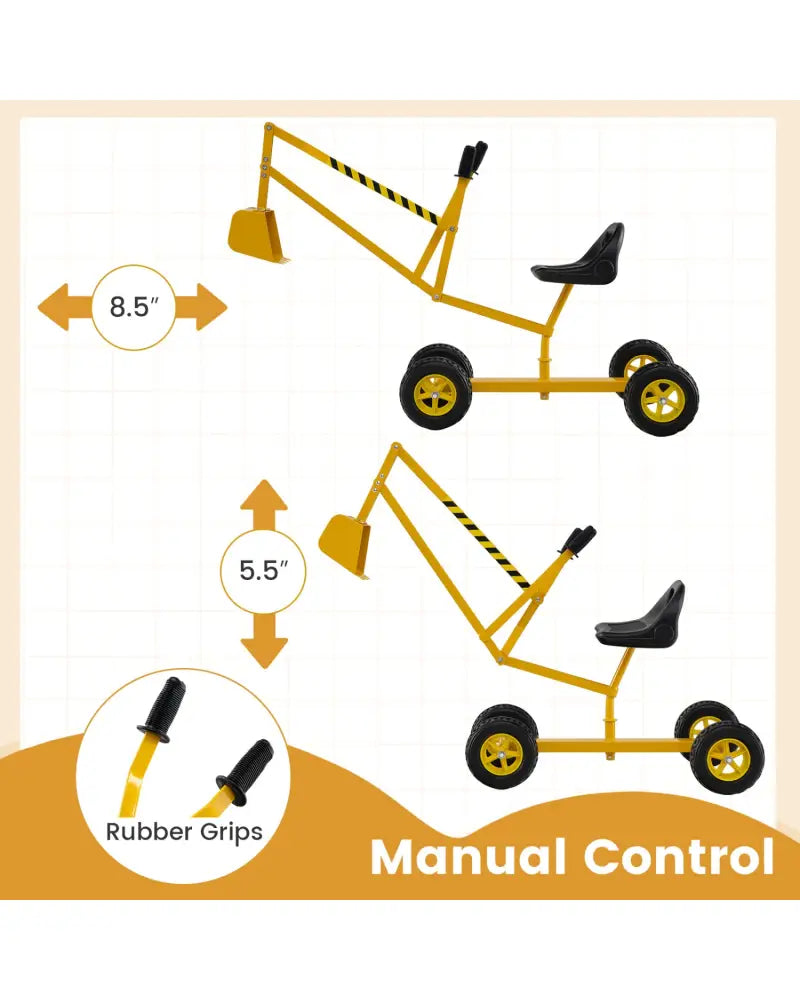 Sand Digger for Kids with 2-Handed Controls and Flexible Shovel-Yellow - Yellow - Sandboxes