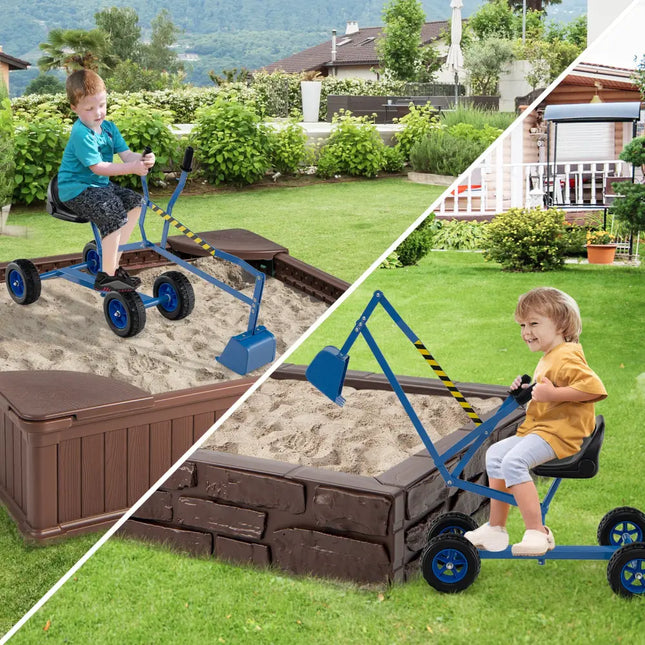 Sand Digger for Kids with 2-Handed Controls and Flexible Shovel-Blue - Blue - Sandboxes