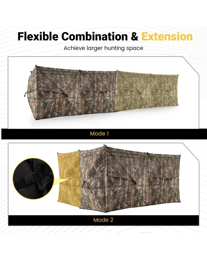See-Through Hunting Blind Panel with Dog Door Pop up Waterflow Blind for 1-3 People - Camouflage - Tents