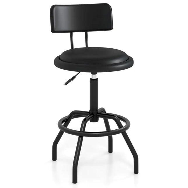Set of 1/2 360° Swivel Counter Height Barstool with Padded Seat and Back-1 Piece - Black - Bar Stools